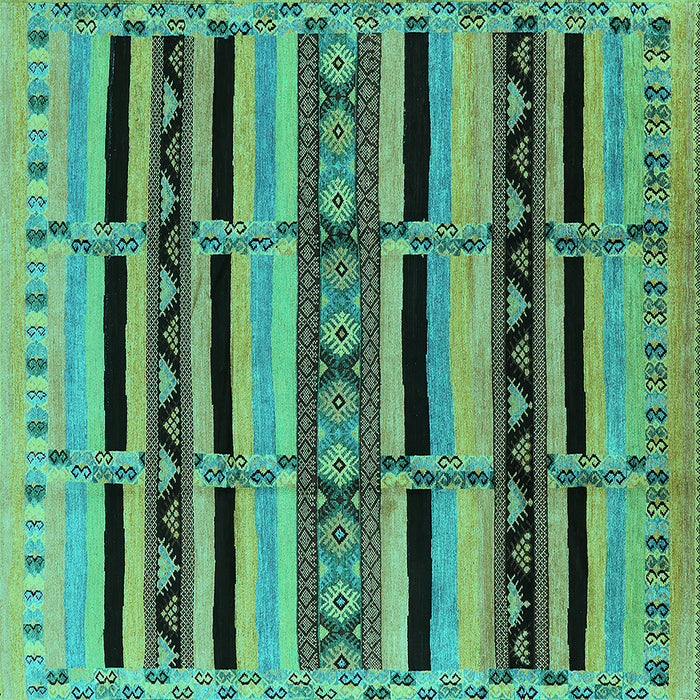 Square Machine Washable Solid Turquoise Modern Area Rugs, wshurb1221turq