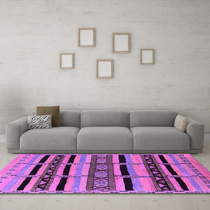 Machine Washable Solid Purple Modern Area Rugs in a Living Room, wshurb1221pur