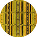 Round Machine Washable Solid Yellow Modern Rug, wshurb1221yw