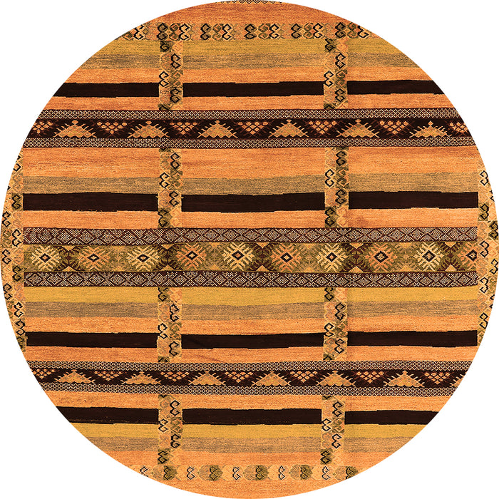 Round Machine Washable Solid Orange Modern Area Rugs, wshurb1221org