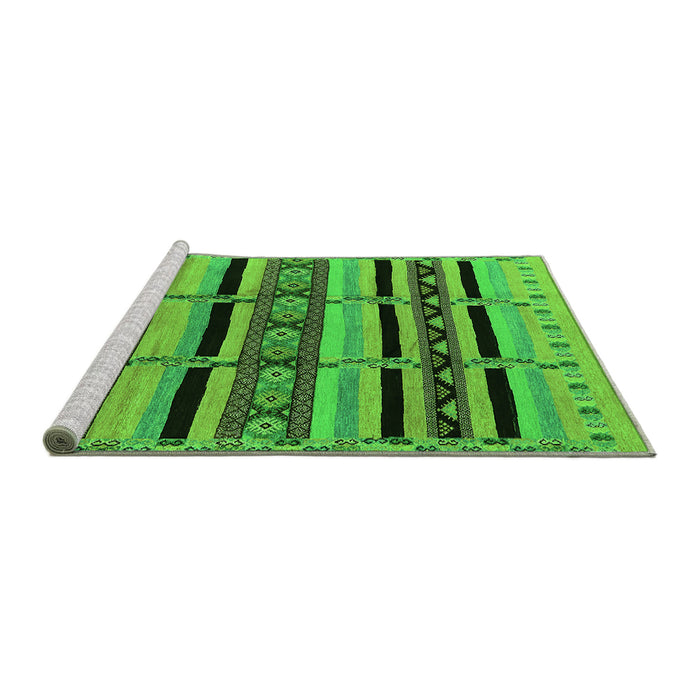 Sideview of Machine Washable Solid Green Modern Area Rugs, wshurb1221grn