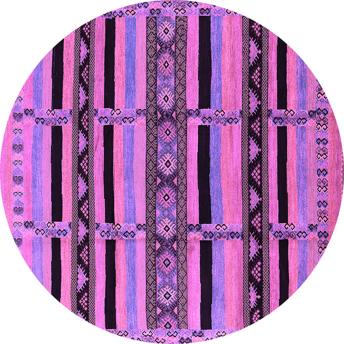 Round Machine Washable Solid Purple Modern Area Rugs, wshurb1221pur