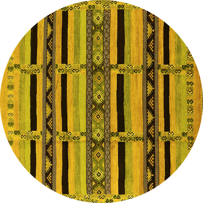 Round Solid Yellow Modern Rug, urb1221yw