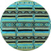 Round Machine Washable Solid Light Blue Modern Rug, wshurb1221lblu