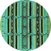 Round Solid Turquoise Modern Rug, urb1221turq