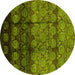 Round Oriental Yellow Industrial Rug, urb1222yw