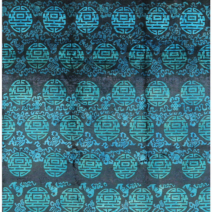 Mid-Century Modern Dark Turquoise Green Oriental Rug, urb1222