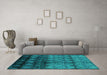 Machine Washable Oriental Turquoise Industrial Area Rugs in a Living Room,, wshurb1222turq