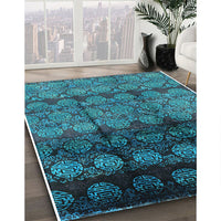 Mid-Century Modern Dark Turquoise Green Oriental Rug, urb1222