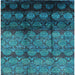 Square Machine Washable Industrial Modern Dark Turquoise Green Rug, wshurb1222