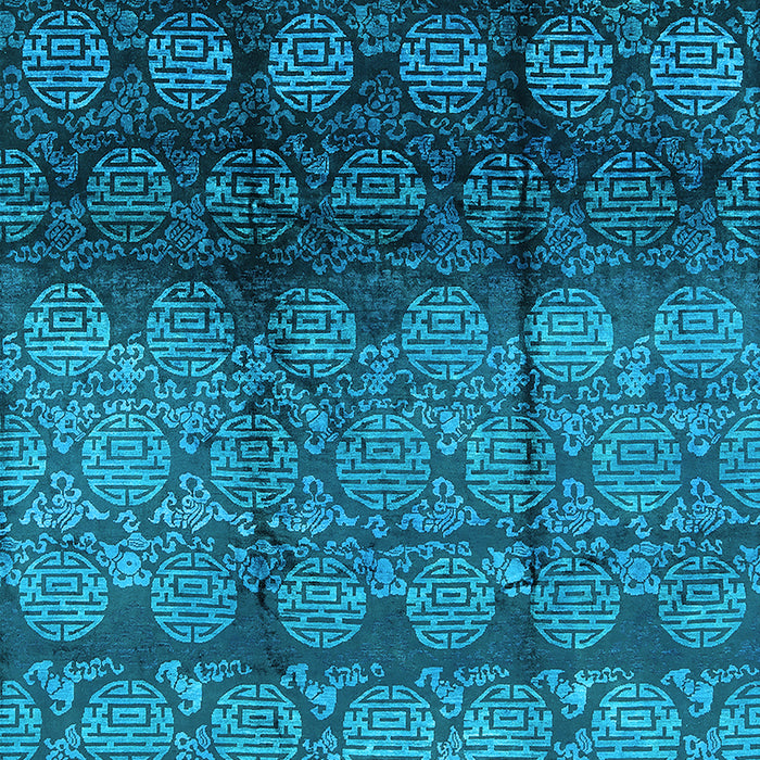Machine Washable Oriental Light Blue Industrial Rug, wshurb1222lblu
