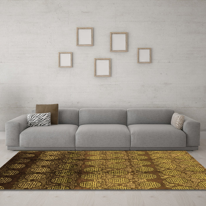 Machine Washable Oriental Orange Industrial Area Rugs in a Living Room, wshurb1222org