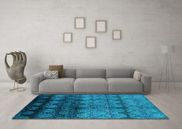 Machine Washable Oriental Light Blue Industrial Rug in a Living Room, wshurb1222lblu
