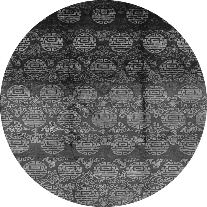 Round Oriental Gray Industrial Rug, urb1222gry