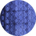 Round Oriental Blue Industrial Rug, urb1222blu