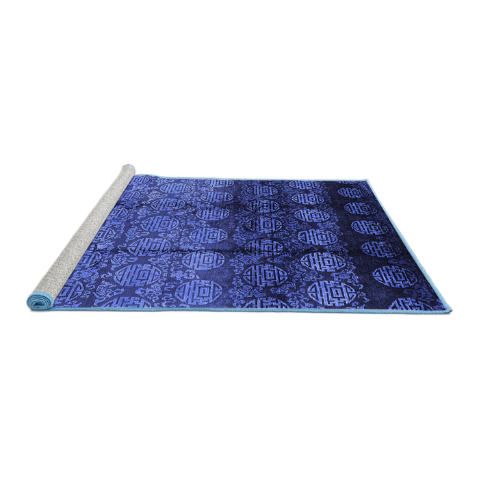 Sideview of Machine Washable Oriental Blue Industrial Rug, wshurb1222blu