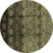 Round Oriental Brown Industrial Rug, urb1222brn