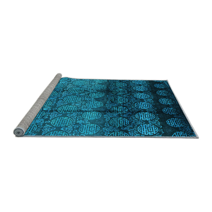 Sideview of Machine Washable Oriental Light Blue Industrial Rug, wshurb1222lblu