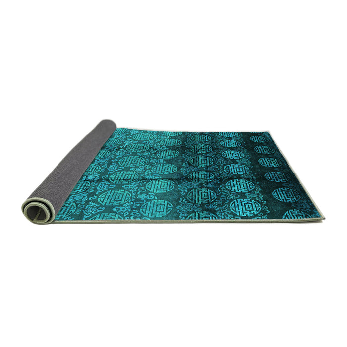 Sideview of Oriental Turquoise Industrial Rug, urb1222turq