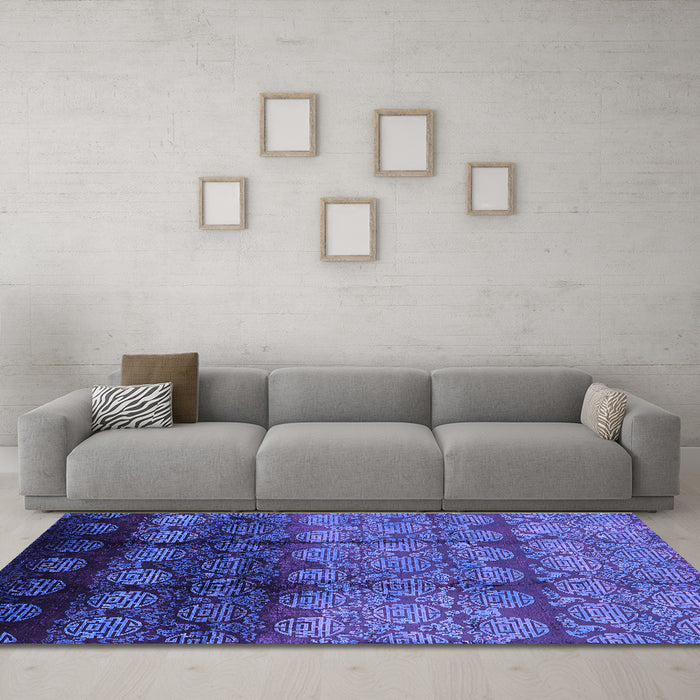 Machine Washable Oriental Purple Industrial Area Rugs in a Living Room, wshurb1222pur