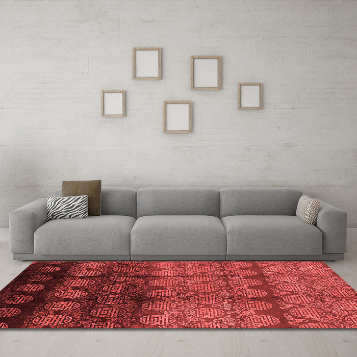 Industrial Red Washable Rugs