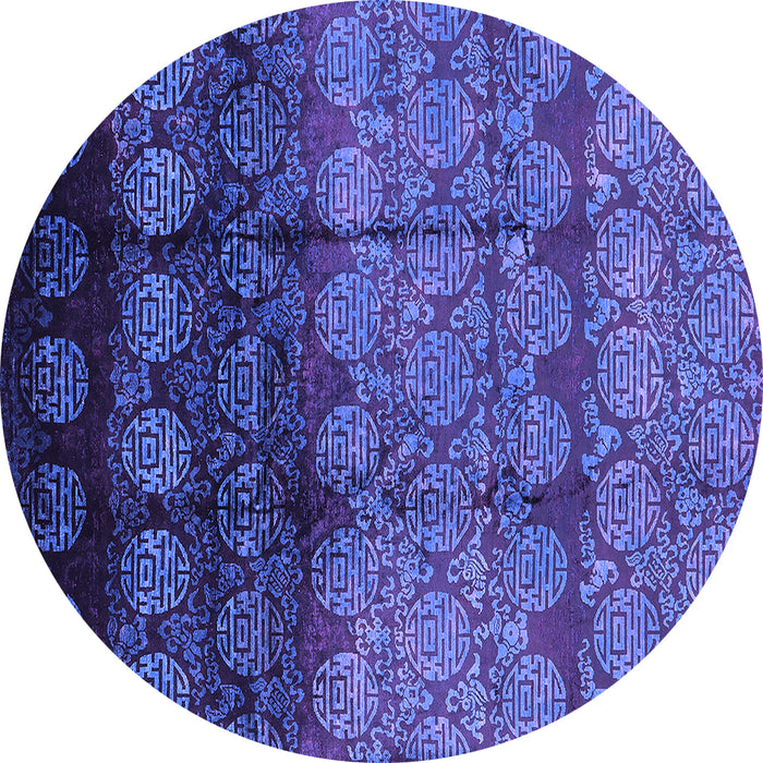 Round Machine Washable Oriental Purple Industrial Area Rugs, wshurb1222pur