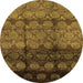 Round Oriental Orange Industrial Rug, urb1222org