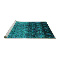 Sideview of Machine Washable Oriental Turquoise Industrial Area Rugs, wshurb1222turq
