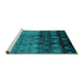 Sideview of Machine Washable Oriental Turquoise Industrial Area Rugs, wshurb1222turq