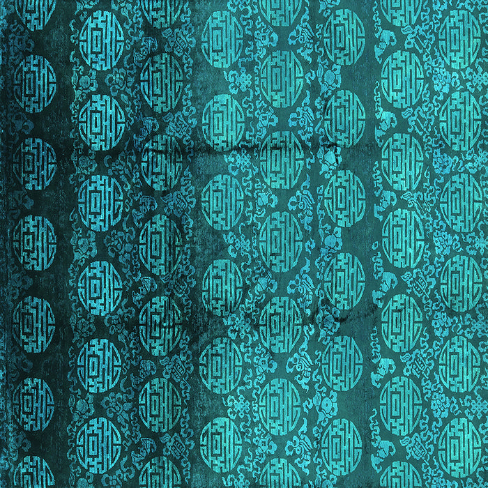 Square Oriental Turquoise Industrial Rug, urb1222turq