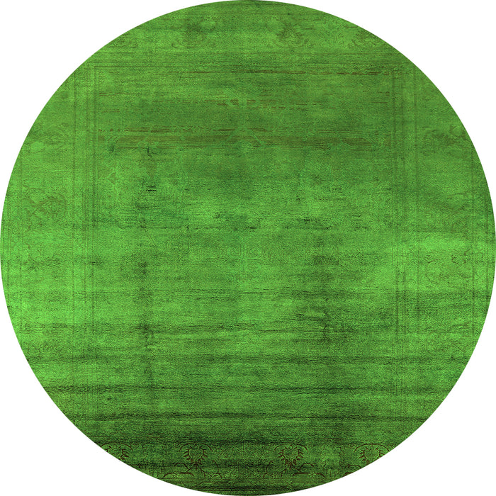 Round Oriental Green Traditional Rug, urb1223grn