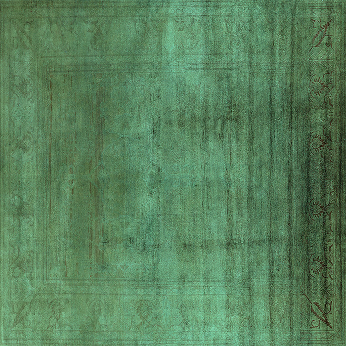 Square Machine Washable Oriental Turquoise Traditional Area Rugs, wshurb1223turq