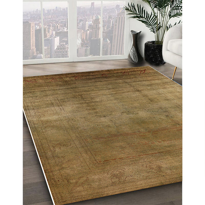 Mid-Century Modern Cinnamon Brown Oriental Rug in Family Room, urb1223