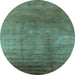 Round Oriental Light Blue Traditional Rug, urb1223lblu
