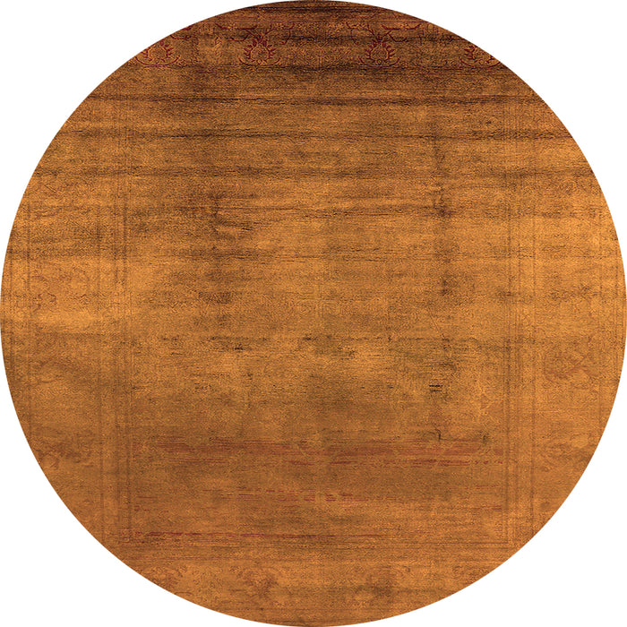 Round Machine Washable Oriental Orange Traditional Area Rugs, wshurb1223org