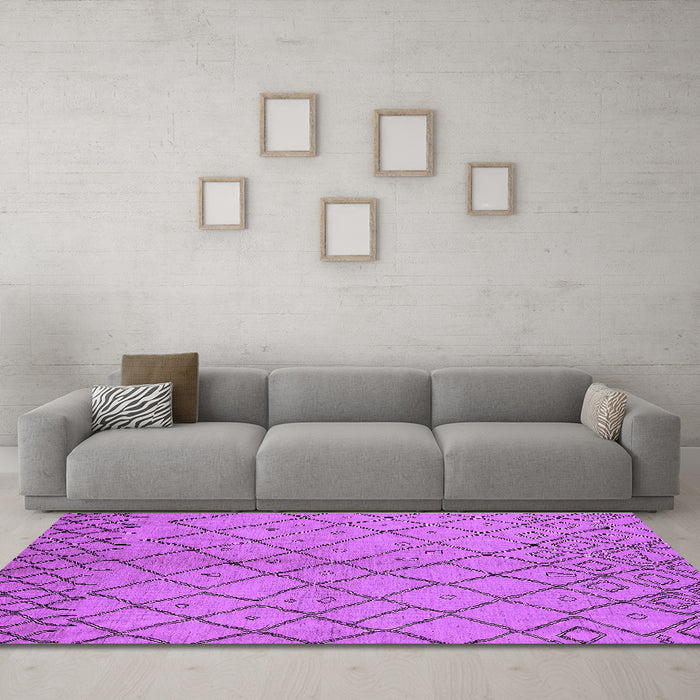 Machine Washable Solid Purple Modern Area Rugs in a Living Room, wshurb1224pur