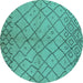 Round Solid Turquoise Modern Rug, urb1224turq