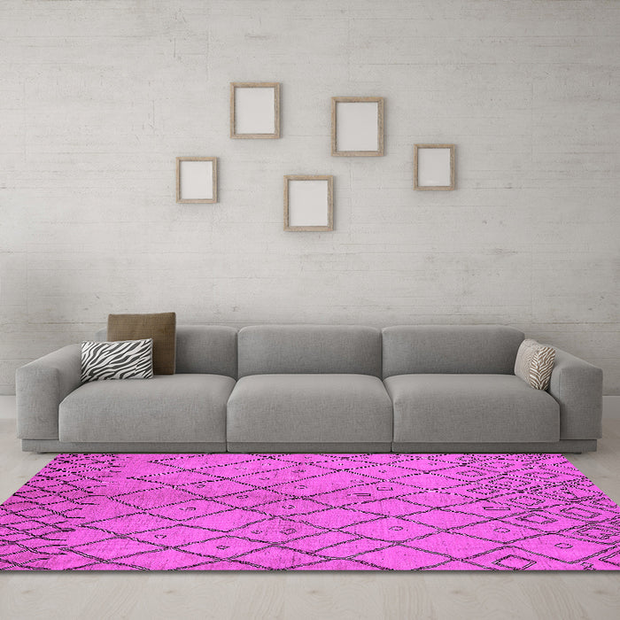 Machine Washable Solid Pink Modern Rug in a Living Room, wshurb1224pnk