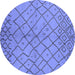 Round Solid Blue Modern Rug, urb1224blu