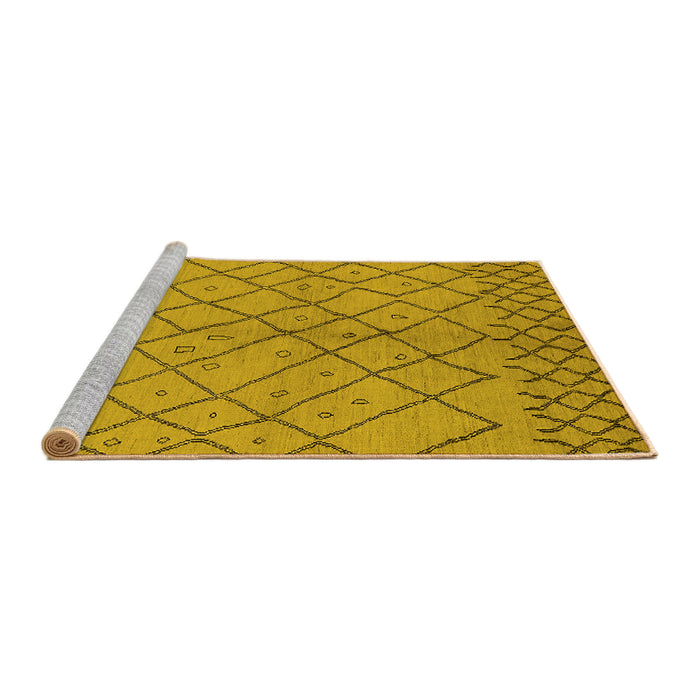 Sideview of Machine Washable Solid Yellow Modern Rug, wshurb1224yw