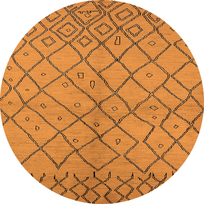 Round Machine Washable Solid Orange Modern Area Rugs, wshurb1224org