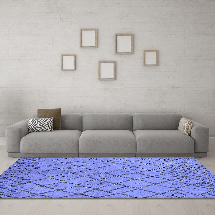 Machine Washable Solid Blue Modern Rug in a Living Room, wshurb1224blu