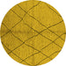 Round Solid Yellow Modern Rug, urb1225yw