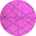 Round Machine Washable Solid Pink Modern Rug, wshurb1225pnk