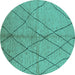 Round Solid Turquoise Modern Rug, urb1225turq