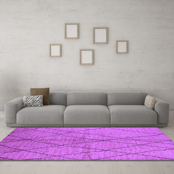 Machine Washable Solid Purple Modern Area Rugs in a Living Room, wshurb1225pur