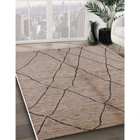 Mid-Century Modern Dark Almond Brown Solid Rug, urb1225