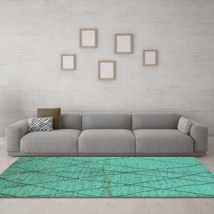 Machine Washable Solid Turquoise Modern Area Rugs in a Living Room,, wshurb1225turq