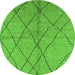 Round Solid Green Modern Rug, urb1225grn