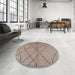 Round Mid-Century Modern Dark Almond Brown Solid Rug in a Office, urb1225